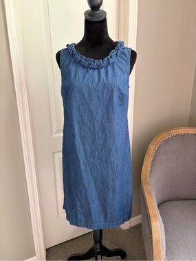 Talbots Blue Denim Petite Top with Branded Neck Label